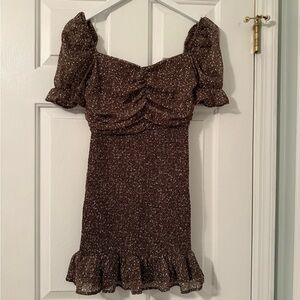 The Impeccable Pig Brown Textured Mini Dress